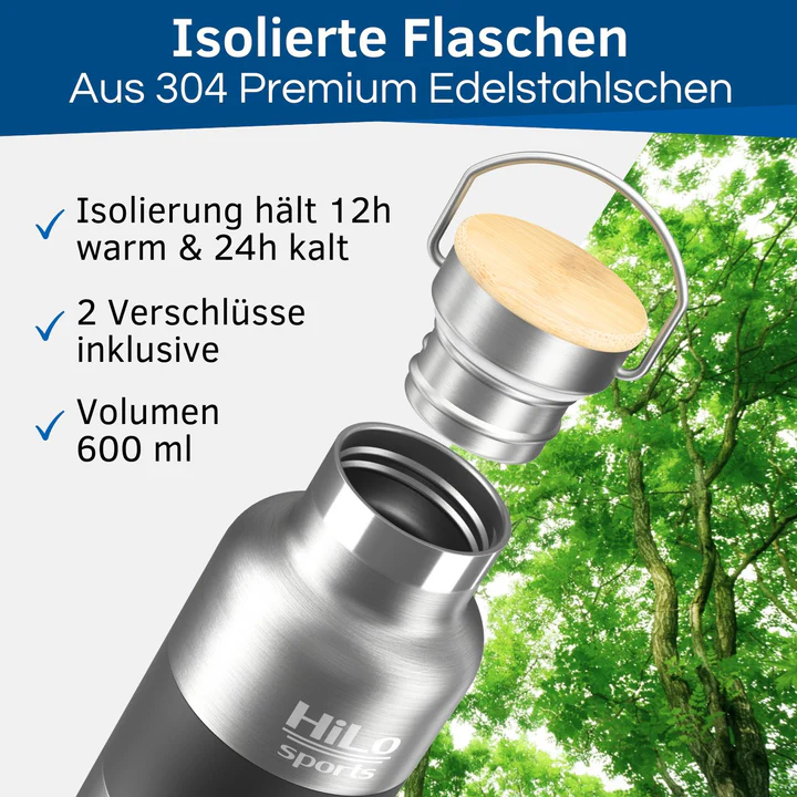 Isolierte Edelstahl Trinkflaschen mit Halterung - Hobby Set 600 – Bild 3